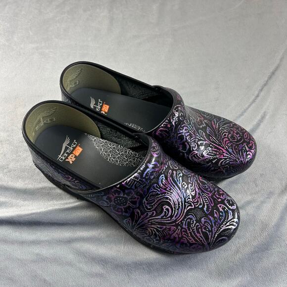 Copied - Dansko XP 2.0 Clog engraved floral patent leather rainbow tooled 40 - Picture 11 of 11